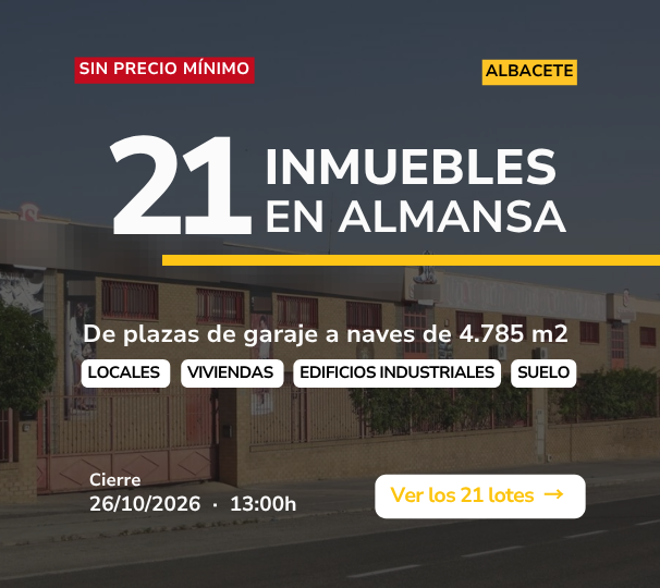 Group of dwellings, industrial buildings, commercial premises, parking spaces and urban land, located in Almansa, Albacete - Commercial Court No. 1 of Albacete